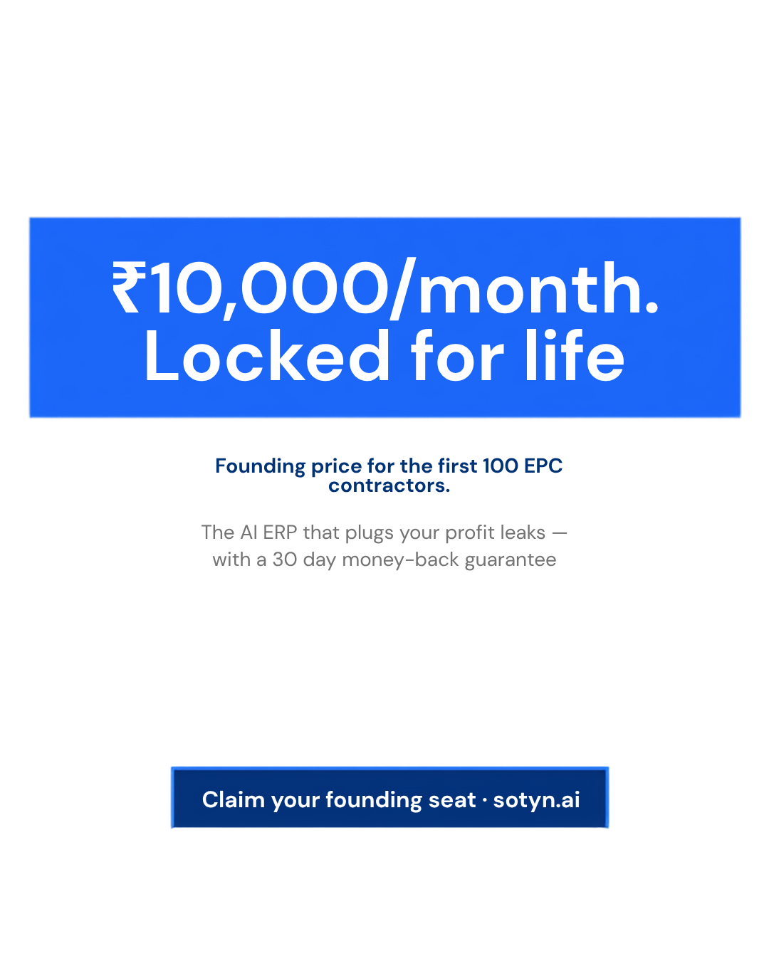 Founding offer — ₹10,000/mo, locked for life